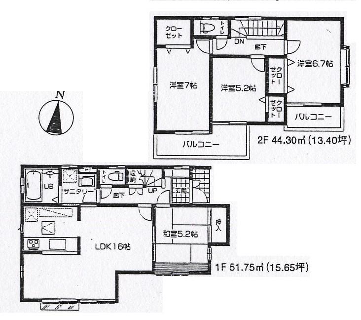 Floor plan. (3 Building), Price 36,800,000 yen, 4LDK, Land area 96.21 sq m , Building area 96.05 sq m