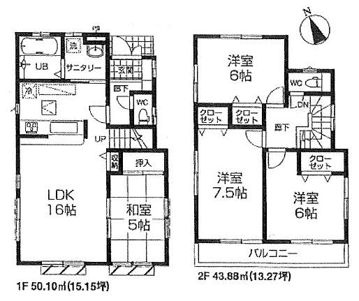 Floor plan. (1 Building), Price 35,800,000 yen, 4LDK, Land area 102.11 sq m , Building area 93.98 sq m