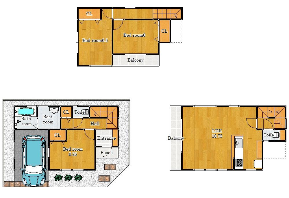 Building plan example (floor plan). Building plan example Building price 14 million yen Perth rear