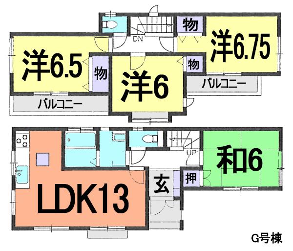 Floor plan. (G Building), Price 28,300,000 yen, 4LDK, Land area 106.76 sq m , Building area 89.01 sq m