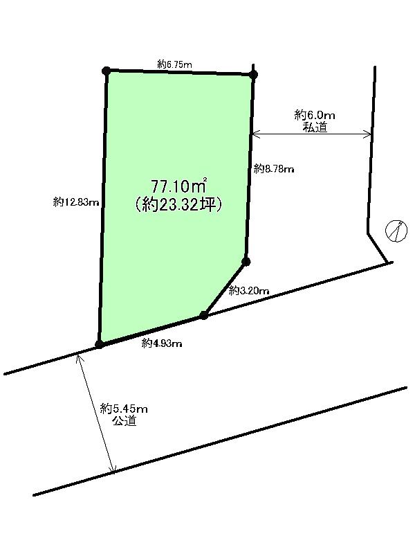 Compartment figure. Land price 12.8 million yen, Land area 77.1 sq m