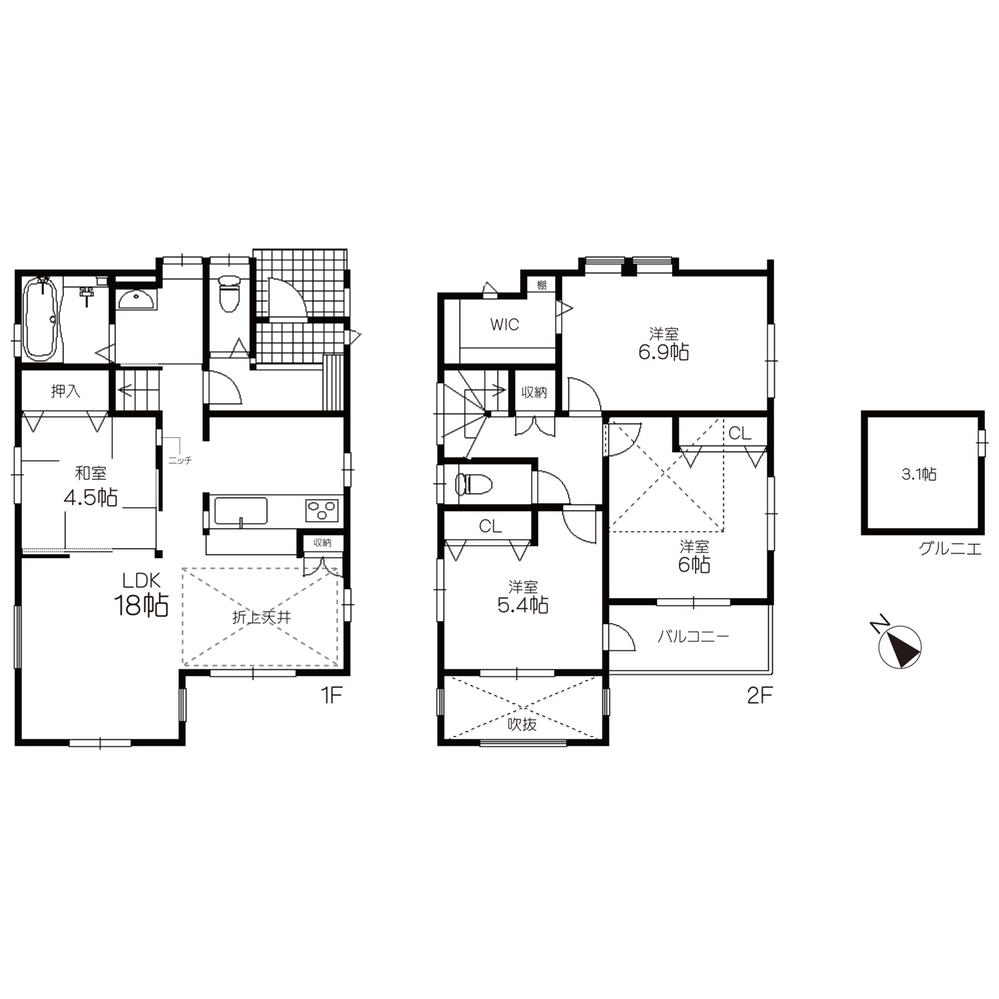 Floor plan. (11 Building), Price 33,800,000 yen, 4LDK, Land area 100.23 sq m , Building area 95.53 sq m