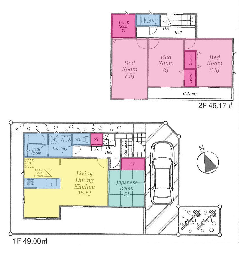 Floor plan. 25,800,000 yen, 4LDK, Land area 104.06 sq m , Building area 95.17 sq m