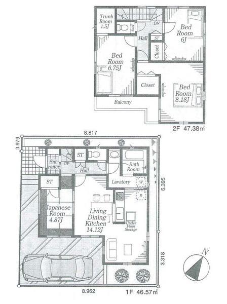 Floor plan. 27,800,000 yen, 4LDK, Land area 86.26 sq m , Building area 93.95 sq m