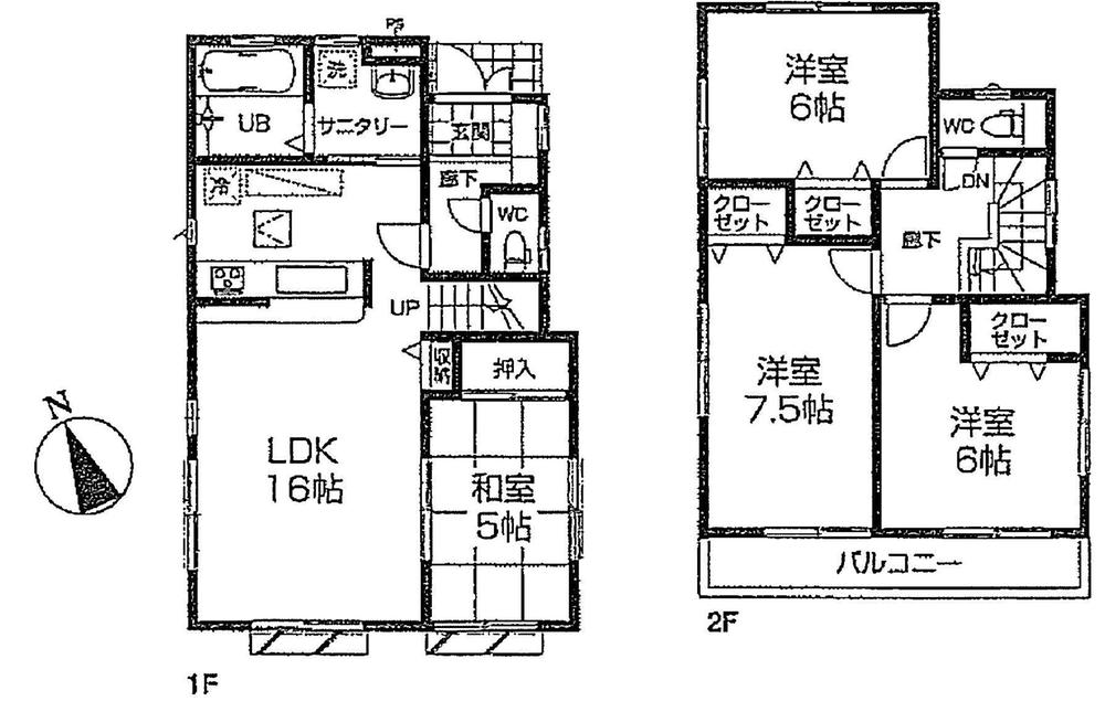 Floor plan. (1 Building), Price 35,800,000 yen, 4LDK, Land area 102.11 sq m , Building area 93.98 sq m