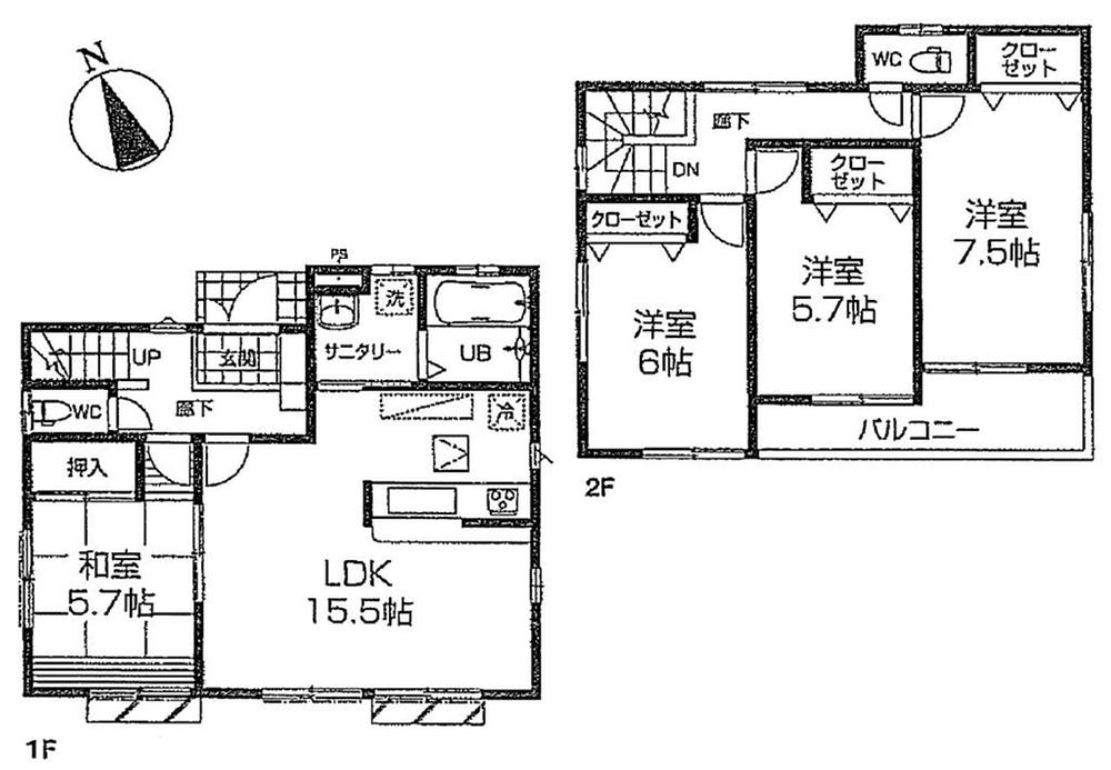 Floor plan. (7 Building), Price 36,800,000 yen, 4LDK, Land area 110.1 sq m , Building area 97.29 sq m