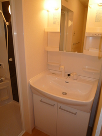 Washroom. There and glad Vanity