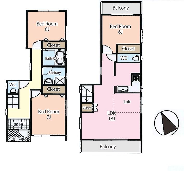 Floor plan. (A Building), Price 30,800,000 yen, 3LDK, Land area 108.2 sq m , Building area 86.22 sq m