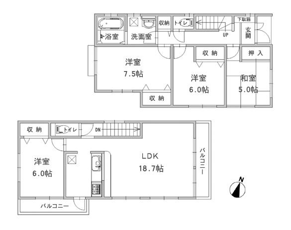 Floor plan. (1 Building), Price 26,800,000 yen, 4LDK, Land area 135.57 sq m , Building area 100.6 sq m