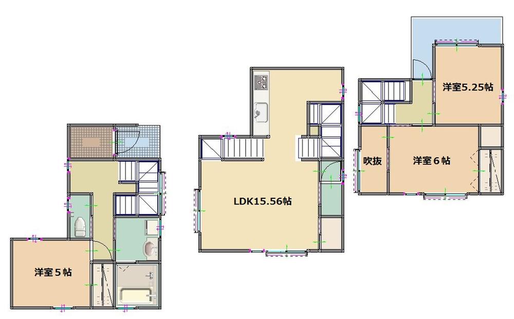 Floor plan. 34,800,000 yen, 3LDK, Land area 66.8 sq m , Building area 96.43 sq m