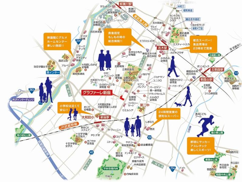 Access view. Within 5 minutes by car, Necessary shopping facilities in everyday life, hospital, Public institutions are aggregated. 