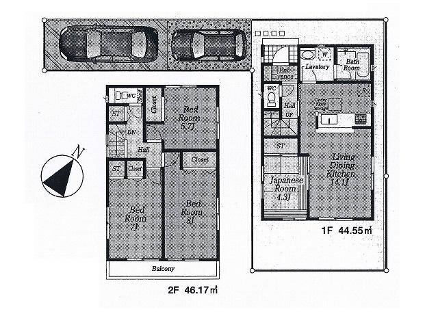 Floor plan. (5 Building), Price 25,800,000 yen, 4LDK, Land area 107.33 sq m , Building area 90.72 sq m