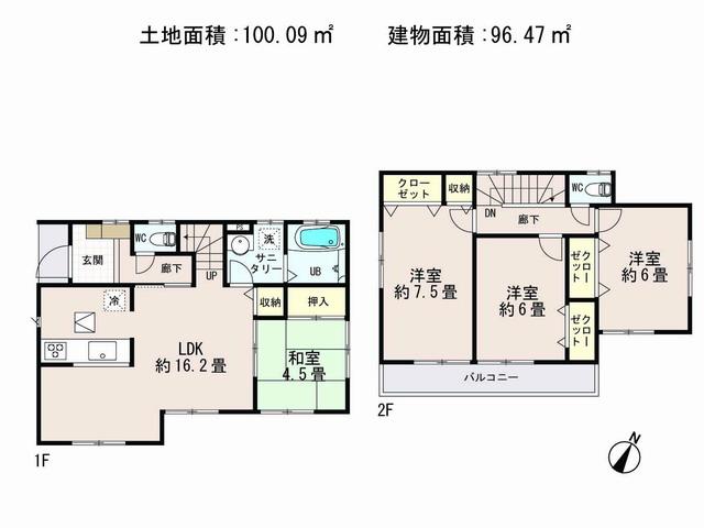 Floor plan. (18 Building), Price 32,800,000 yen, 4LDK, Land area 100.09 sq m , Building area 96.47 sq m