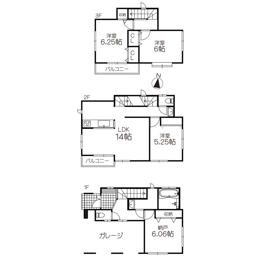 Floor plan. 27.3 million yen, 4LDK, Land area 74.87 sq m , Building area 110.54 sq m