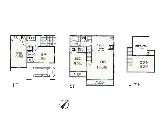 Floor plan. 27,800,000 yen, 3LDK, Land area 80.32 sq m , Building area 92.33 sq m