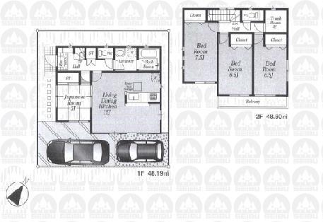Floor plan. (3 Building), Price 29,800,000 yen, 4LDK, Land area 100.09 sq m , Building area 96.79 sq m