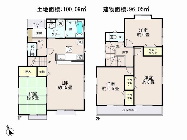 Floor plan. (9 Building), Price 38,800,000 yen, 4LDK, Land area 100.09 sq m , Building area 96.05 sq m