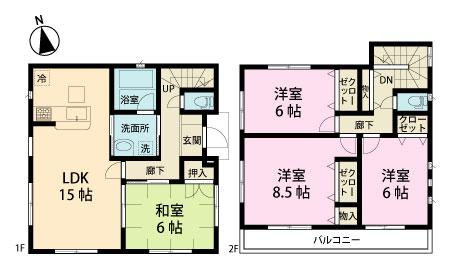 Floor plan. (3 Building), Price 35,800,000 yen, 4LDK, Land area 133.06 sq m , Building area 97.6 sq m