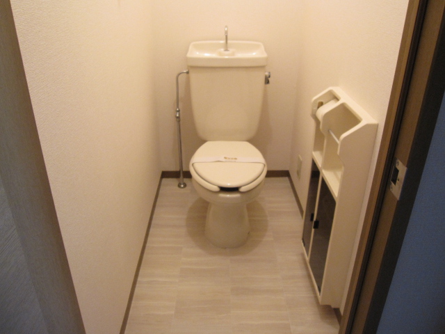 Toilet. There are storage accessories