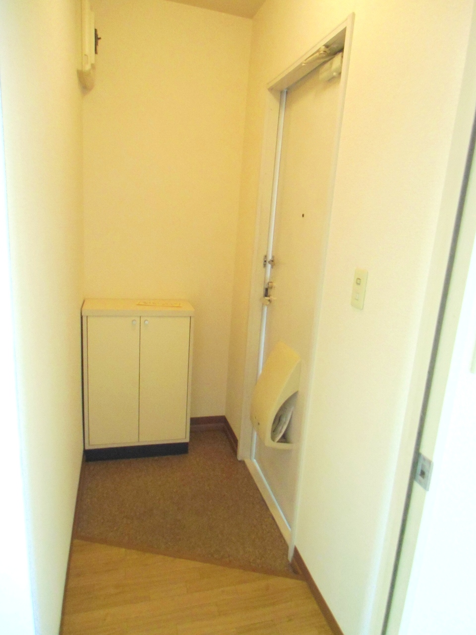 Entrance. It is the entrance with a shoebox