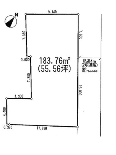 Compartment figure. Land price 19,800,000 yen, Land area 183.76 sq m compartment view