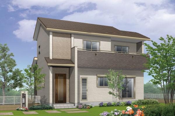 Rendering (appearance). House clearing the energy-saving achievement rate of 100% or more in the Top Runner Standard (window glass all rooms pair glass, kitchen ・ Bathroom with shower water-saving type, Fluorescent lighting use, etc.) / 5 Building (December 2013 shooting) / 10 Building Rendering