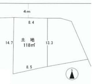 Compartment figure. Land price 8.9 million yen, Land area 118 sq m