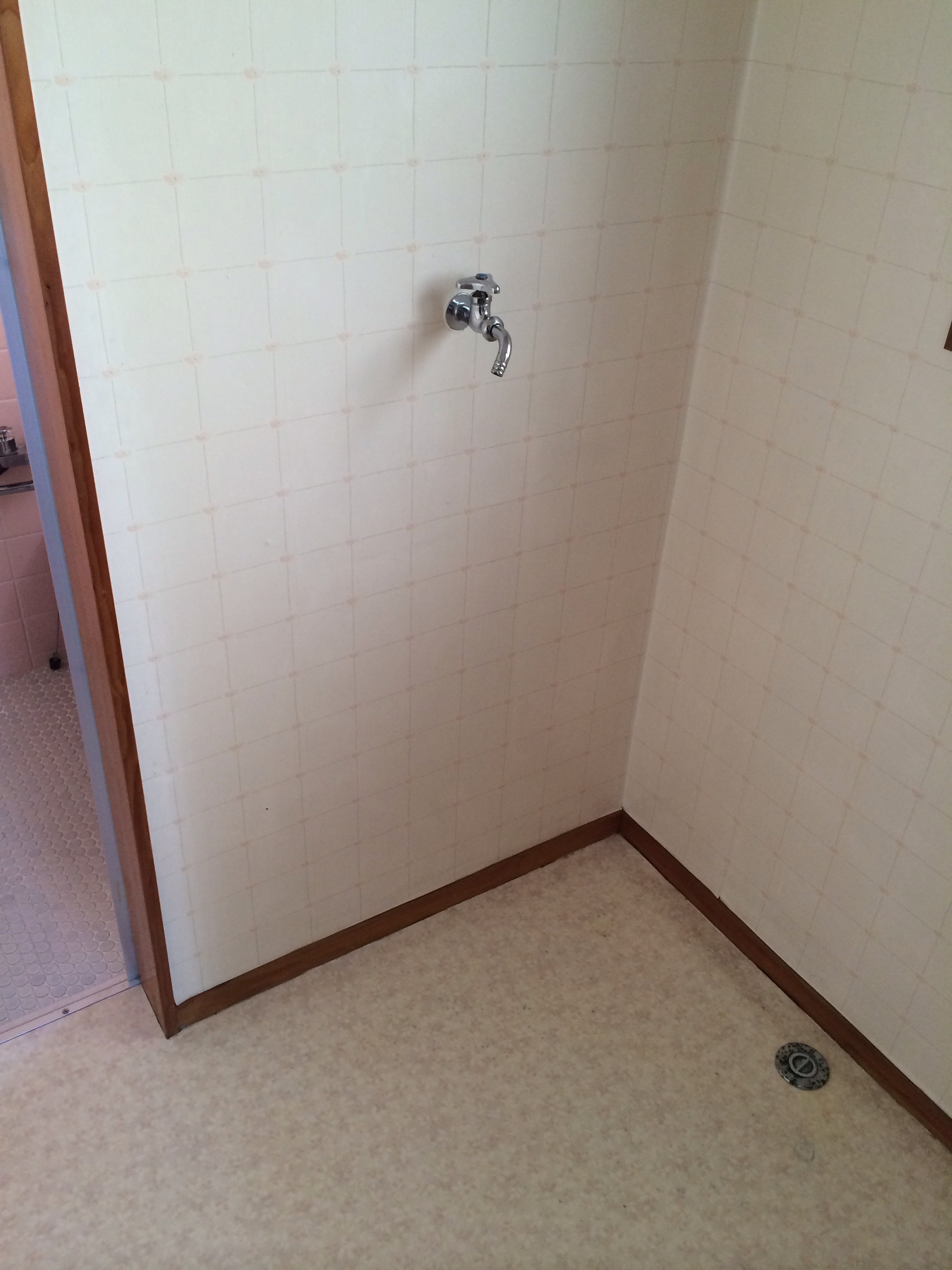 Washroom. It is indoor washing machine Storage.