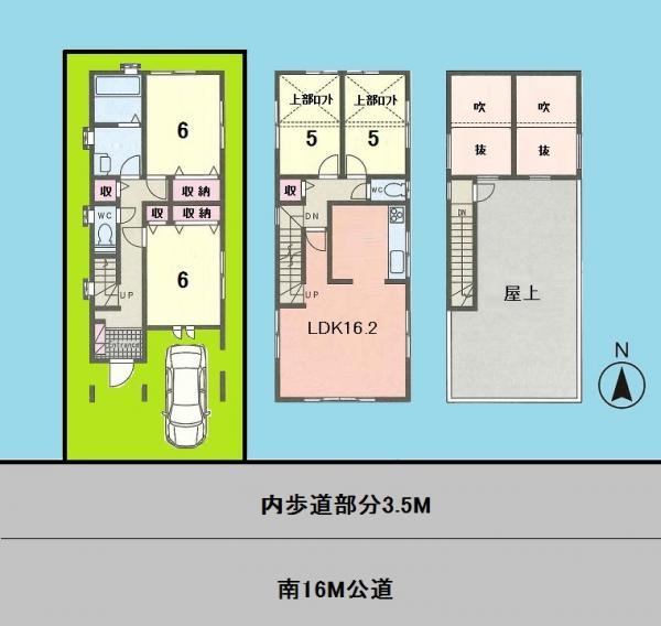 Floor plan. 44,800,000 yen, 4LDK, Land area 87.37 sq m , Building area 105.16 sq m