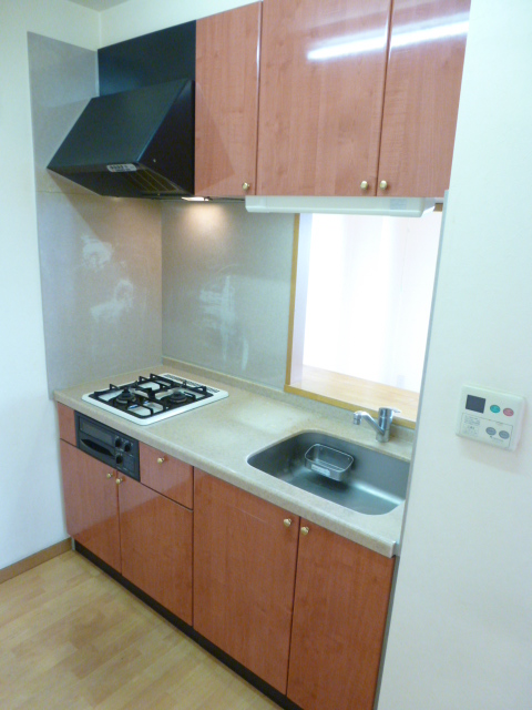 Kitchen. 2-neck system counter kitchen with grill