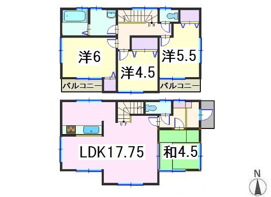 Floor plan. (3 Building), Price 50,800,000 yen, 4LDK, Land area 114.24 sq m , Building area 89.42 sq m