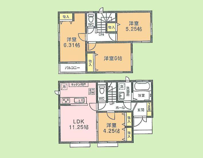Floor plan. (B Building), Price 37,800,000 yen, 4LDK, Land area 89.76 sq m , Building area 80.52 sq m