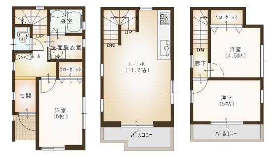 Building plan example (floor plan). Building plan example (No. 1 place) Building Price 17 million yen, Building area 64.71 sq m