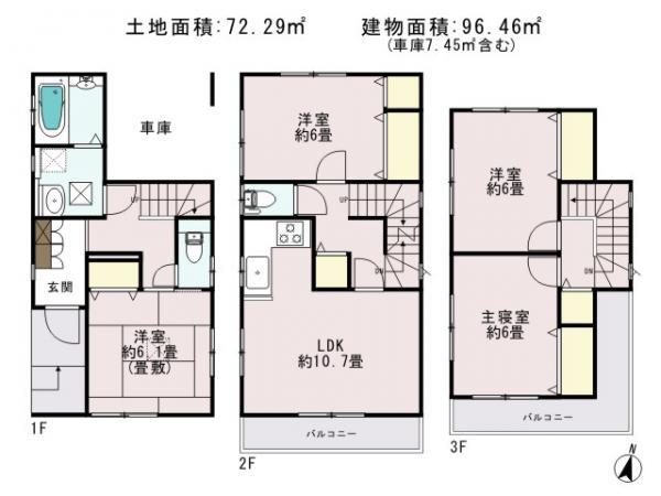 Floor plan. 31,900,000 yen, 4LDK, Land area 72.29 sq m , Building area 96.46 sq m