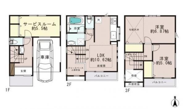 Floor plan. 29,800,000 yen, 2LDK+S, Land area 50.24 sq m , Building area 89.49 sq m