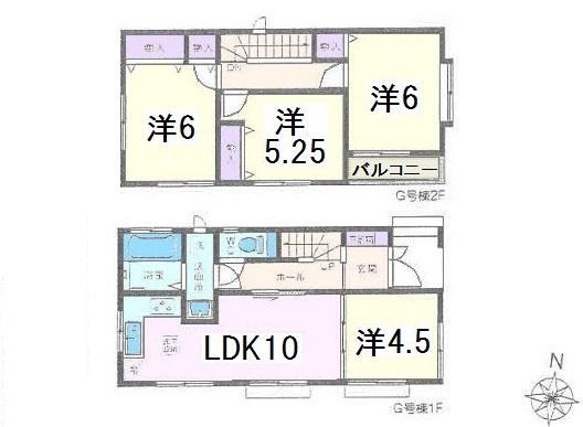 Floor plan. (G Building), Price 34,800,000 yen, 4LDK, Land area 77.23 sq m , Building area 77.84 sq m