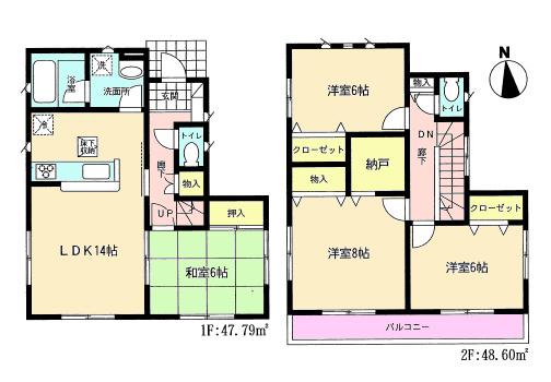Floor plan. 22,800,000 yen, 4LDK + S (storeroom), Land area 97.65 sq m , Building area 96.39 sq m