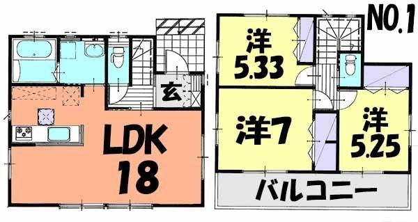 Floor plan. 21,400,000 yen, 3LDK, Land area 103.81 sq m , Building area 82.38 sq m