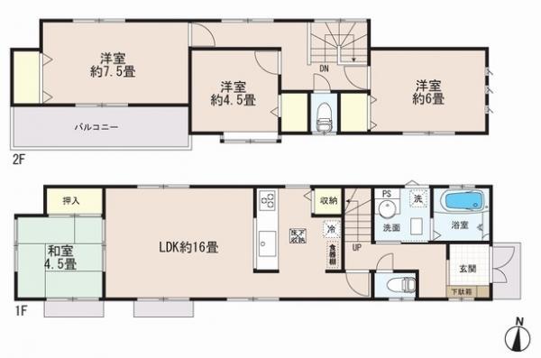 Floor plan. 21,800,000 yen, 4LDK, Land area 120.89 sq m , Building area 96.05 sq m