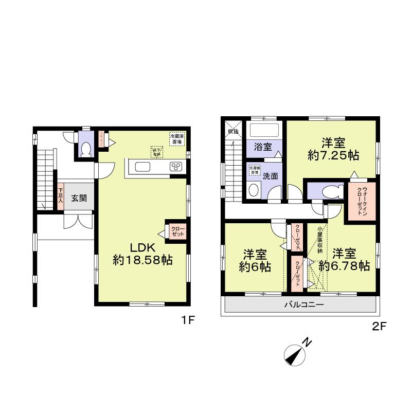 Floor plan. 28.8 million yen, 3LDK, Land area 89.1 sq m , Building area 108.64 sq m