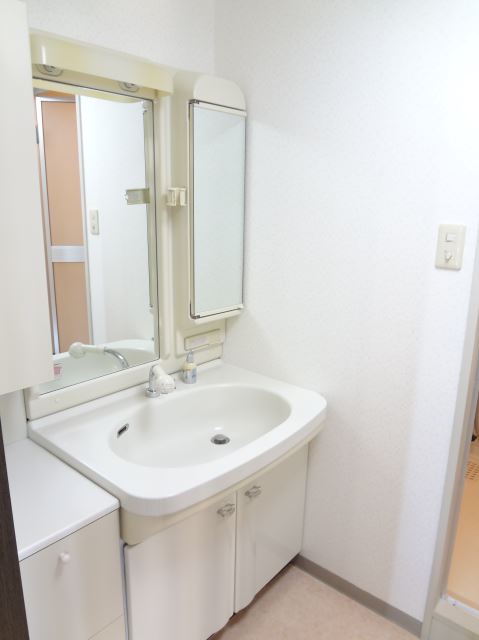 Washroom. Vanity is large.