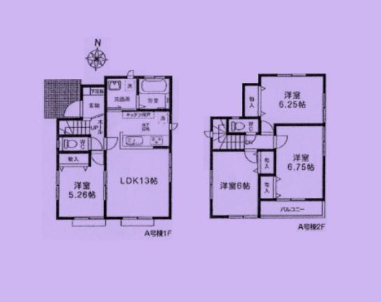 Floor plan. (A Building), Price 29,800,000 yen, 4LDK, Land area 91.67 sq m , Building area 86.94 sq m