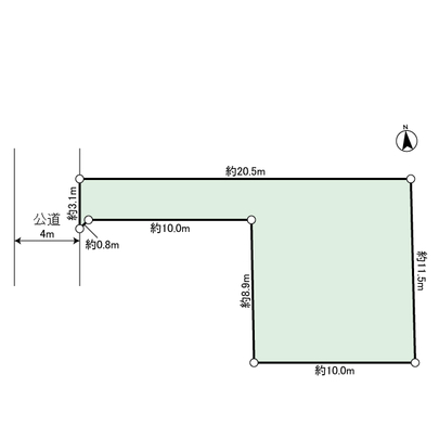 Compartment figure. ● alley-shaped portion about 31 sq m .