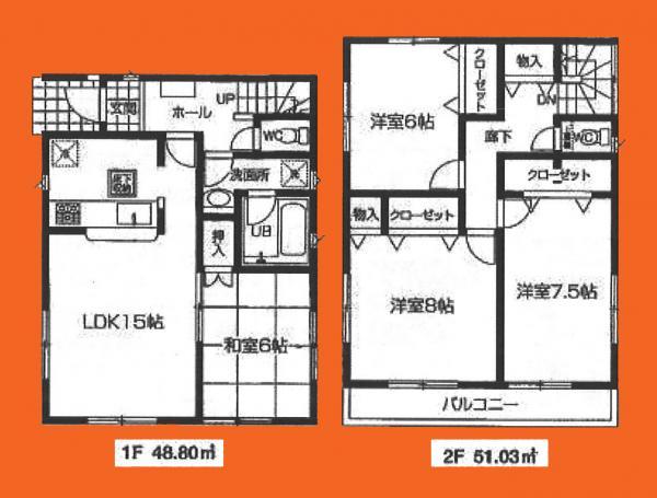 Floor plan. 28.8 million yen, 4LDK, Land area 100.27 sq m , Building area 99.83 sq m