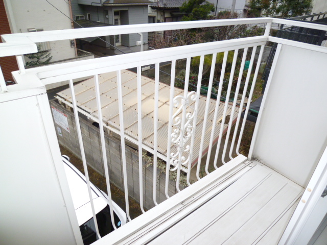 Balcony. Sunny balcony on the top floor