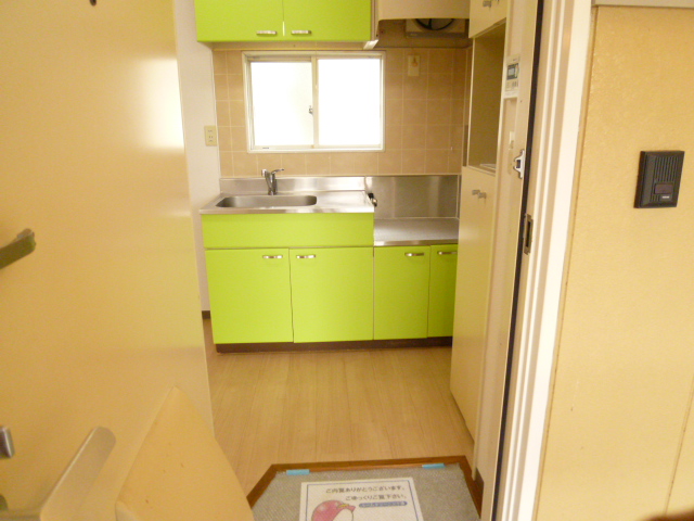 Entrance. It happens when I open the front door and the kitchen space