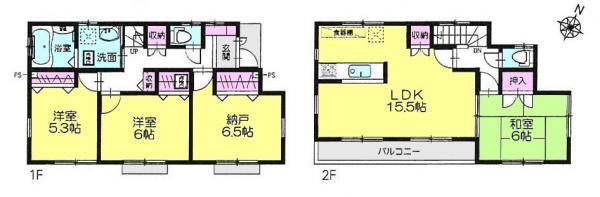 Floor plan. 26,800,000 yen, 3LDK+S, Land area 109.78 sq m , Building area 93.98 sq m