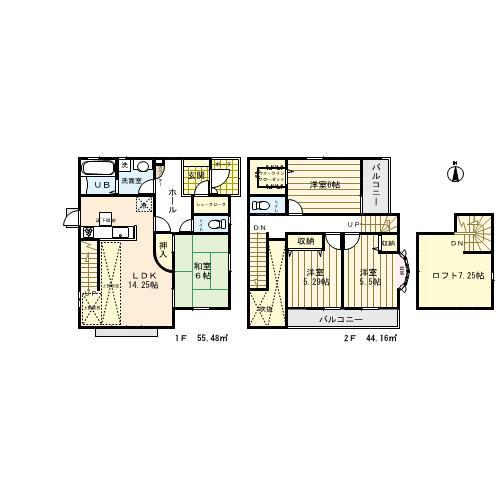 Floor plan. 43,800,000 yen, 4LDK, Land area 135.41 sq m , Building area 99.64 sq m