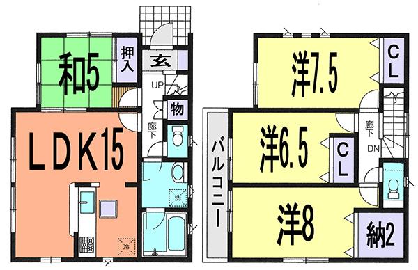 Floor plan. 35,800,000 yen, 4LDK, Land area 101.42 sq m , Building area 95.98 sq m