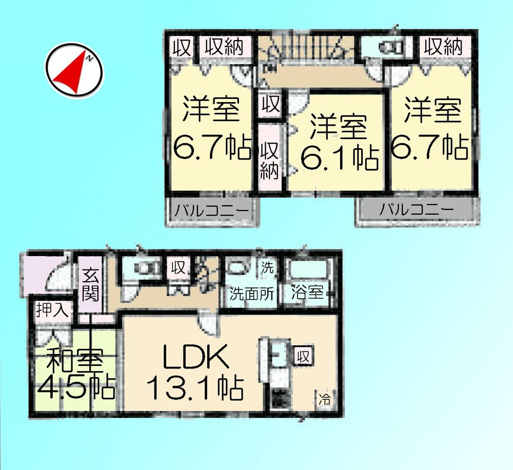 Floor plan. 21,800,000 yen, 4LDK, Land area 114.82 sq m , Building area 90.91 sq m